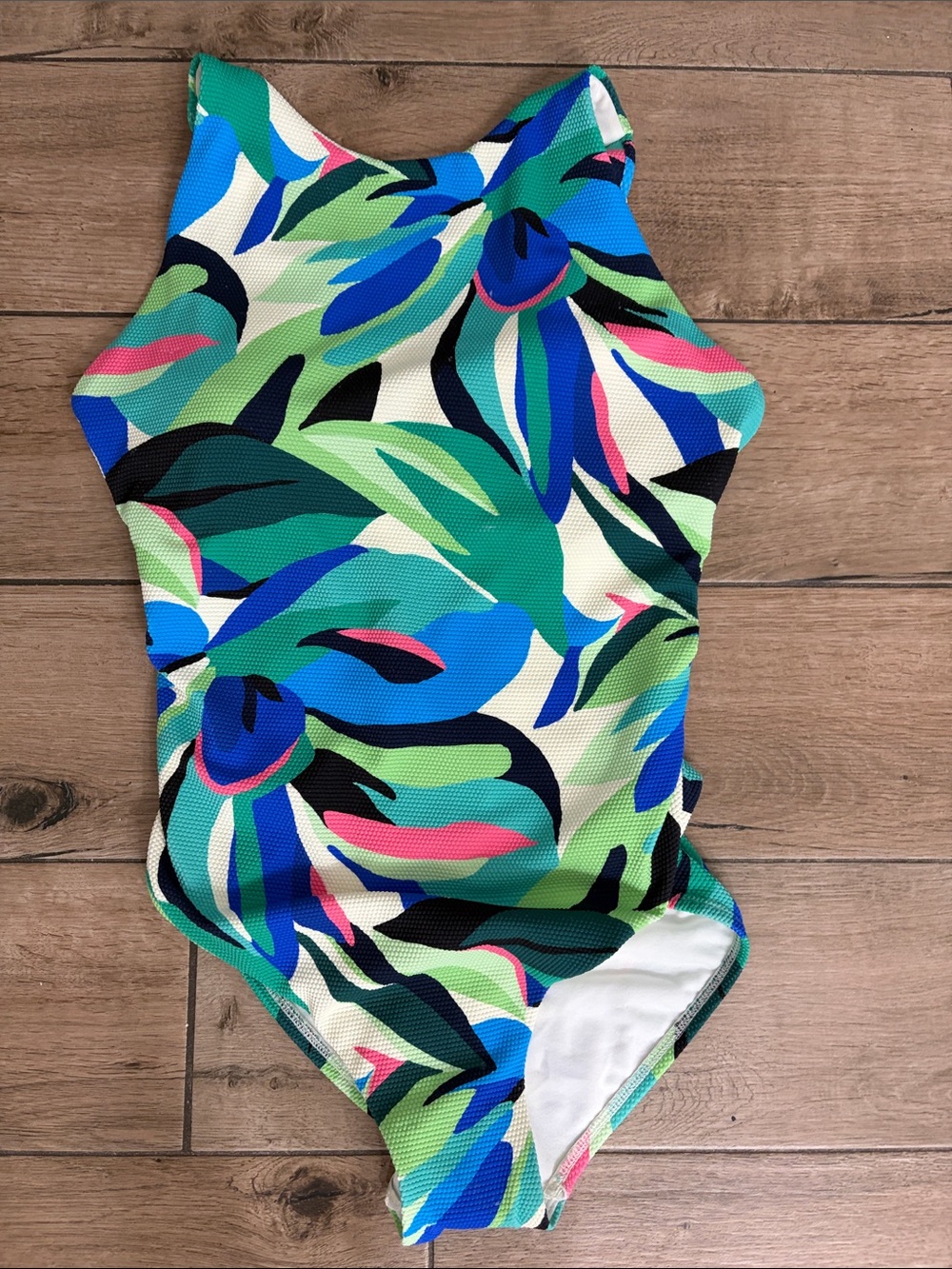 Shade & Shore Green Blue Pink Floral Kids One-Piece Swimsuit